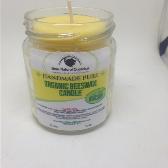 Unscented organic beeswax candle 4 oz - Picture 2 of 6